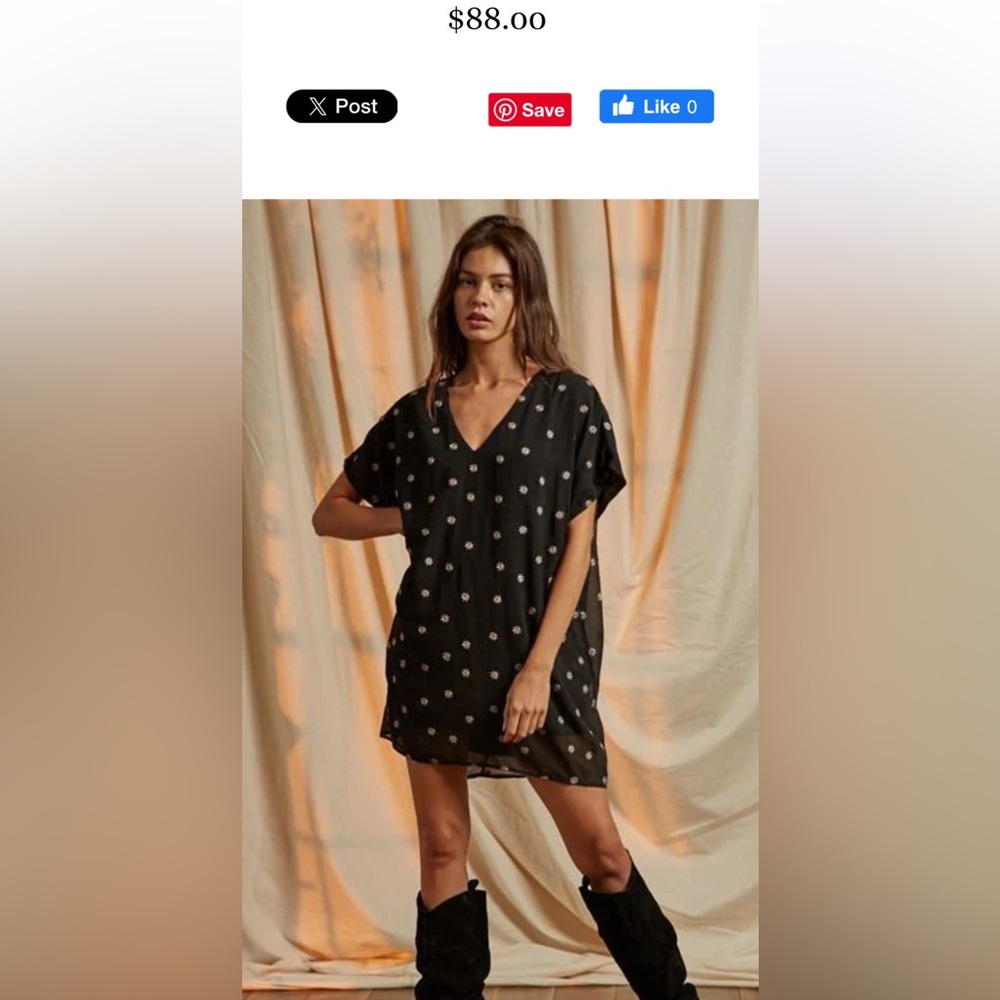 By Together Gold Star Mini dress w/ pockets. Retail 88